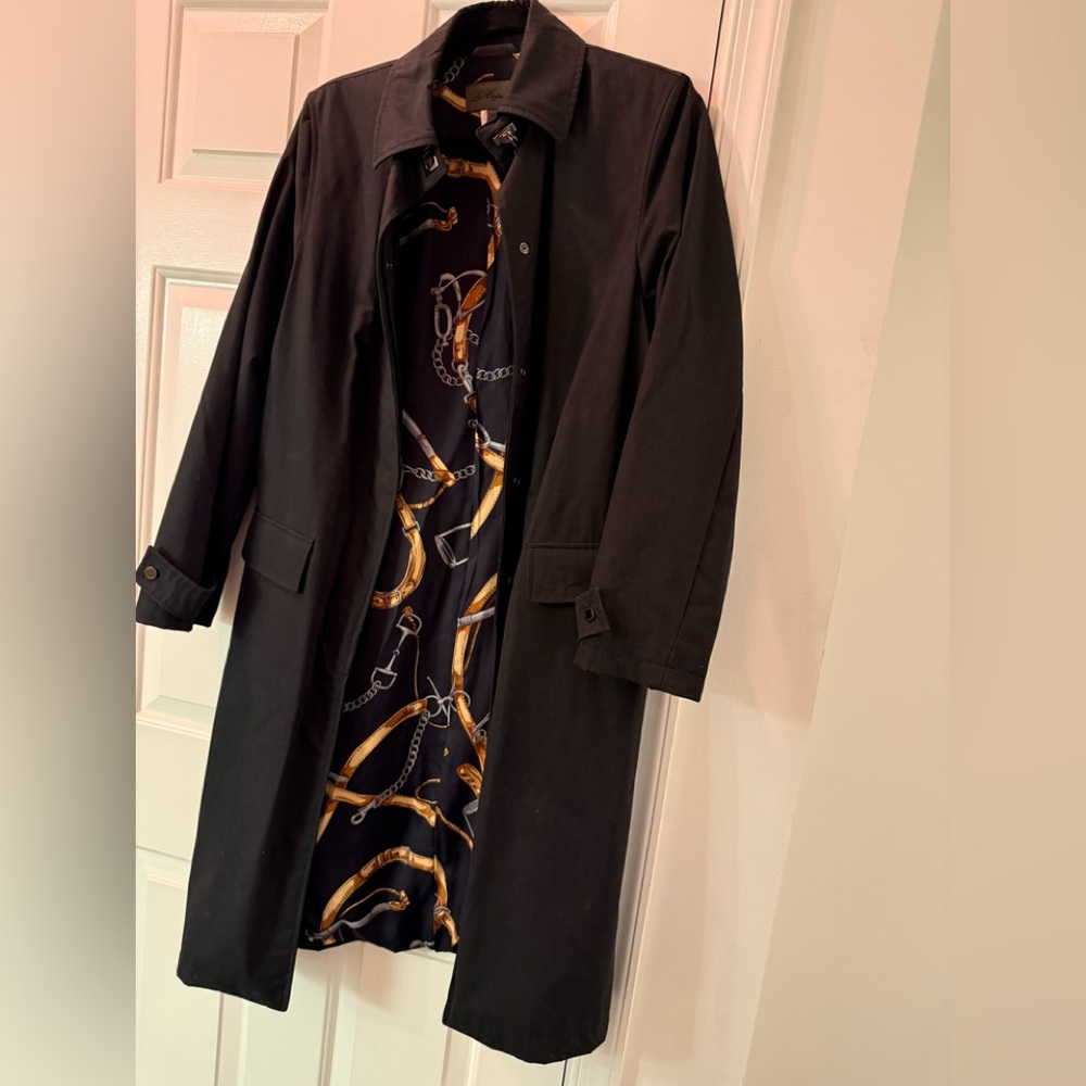 Les Copains Black Coat with Chain Pattern Lining